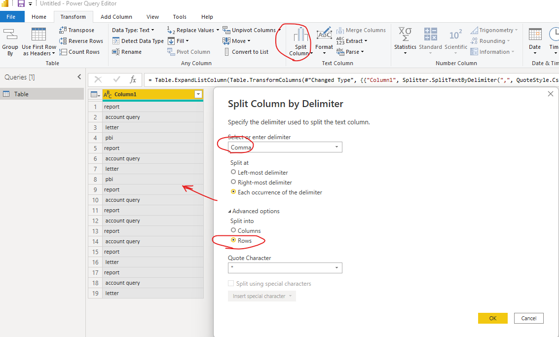 Solved: Split a row based on label contents - Microsoft Fabric Community