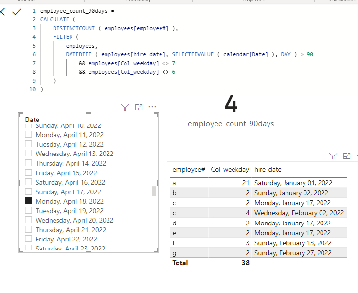 Distinct count with datediff between column date a... - Microsoft ...