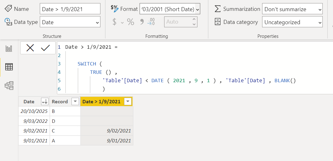 Solved: Re: New column with dates after 1/9/2021 - Microsoft Fabric ...