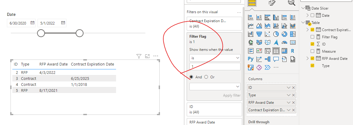 Solved: I need my date slicer to filter a table ONLY with ...