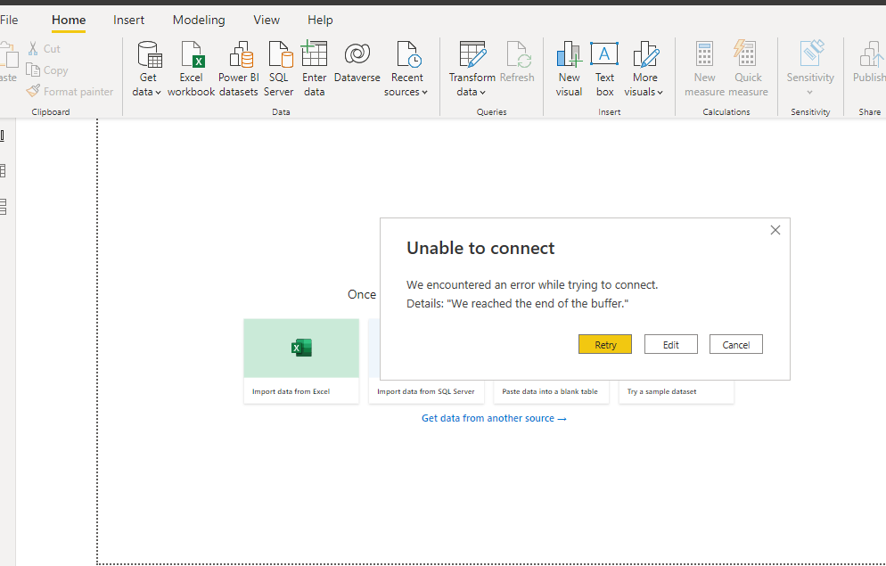 Reached end of Buffer message connecting to Google... - Microsoft ...