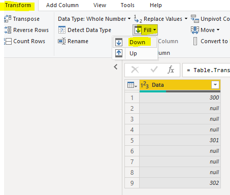 Solved: Fill cell in column - Microsoft Fabric Community