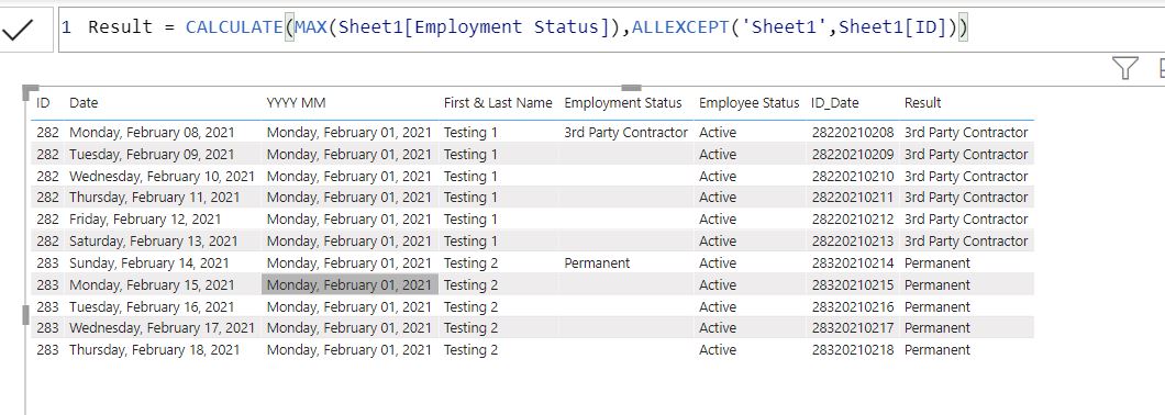 Solved: Fill down values with DAX calculated column - Microsoft Fabric ...