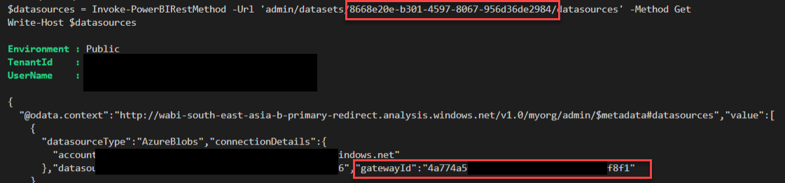 Power BI API - Admin - Datasets GetDatasourcesAsAd... - Microsoft ...