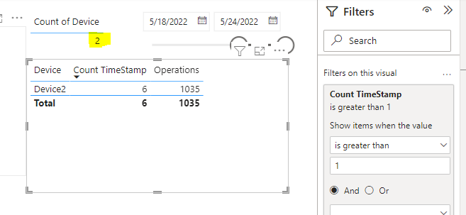 Solved: Count is not correct after after a visual filter - Microsoft ...