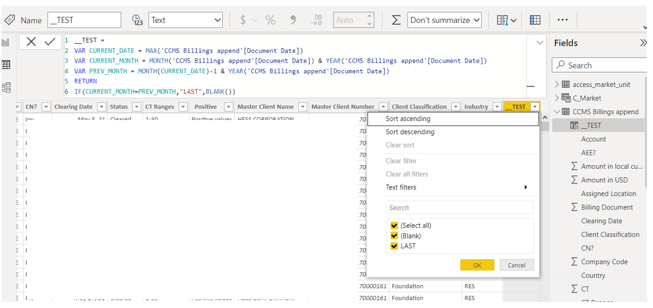 Solved: Create a summarize table filtered by last month - Microsoft ...