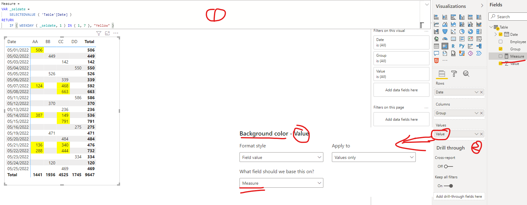 Solved: Highlight weekend rows in matrix - Microsoft Fabric Community