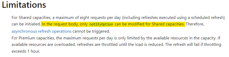 Refresh dataset via API issue - Microsoft Fabric Community