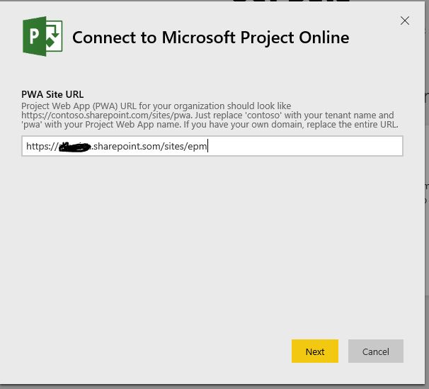 Can not connect to Project Online Power BI Content... - Microsoft ...