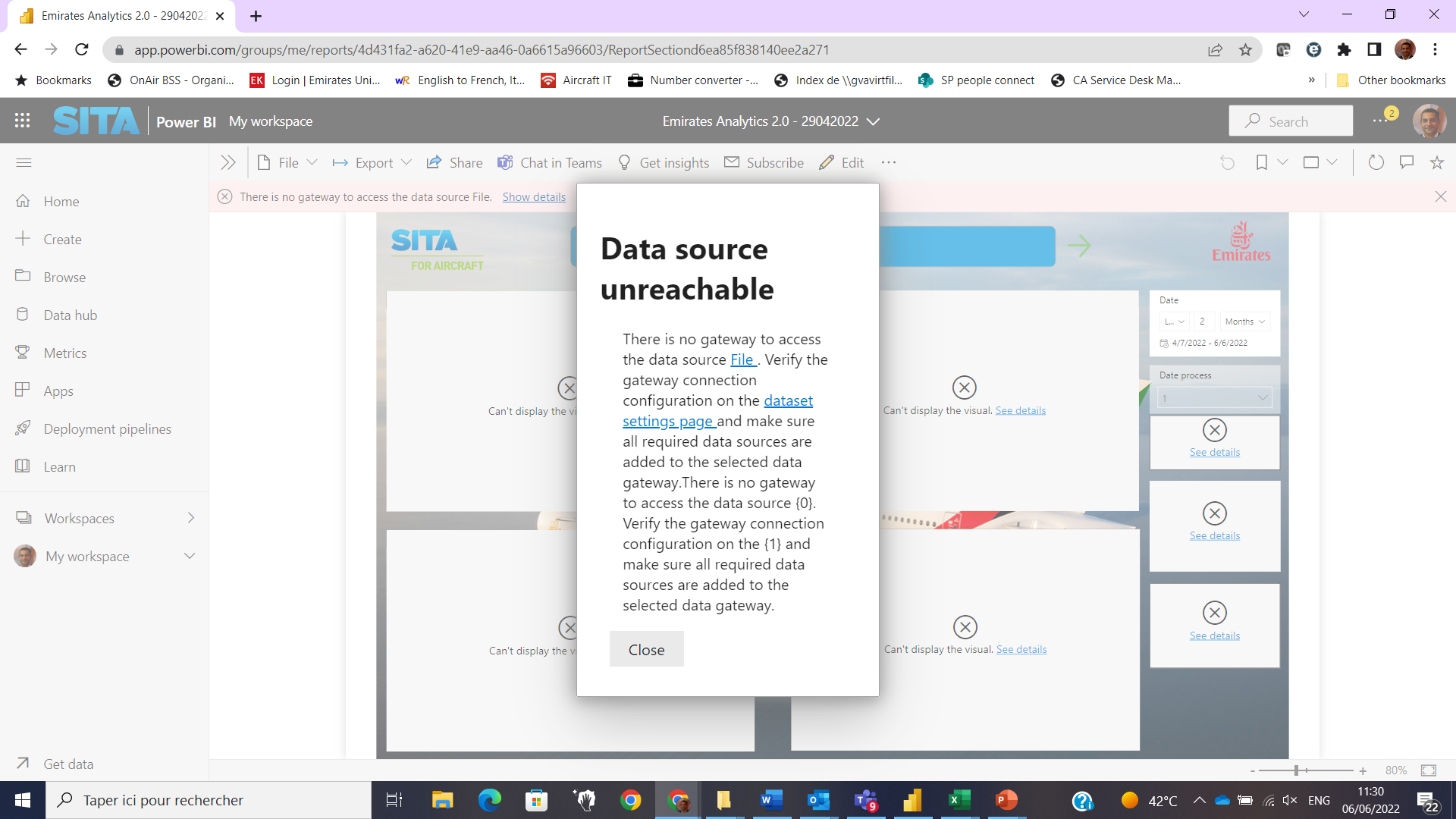 Data source unreachable - Microsoft Fabric Community