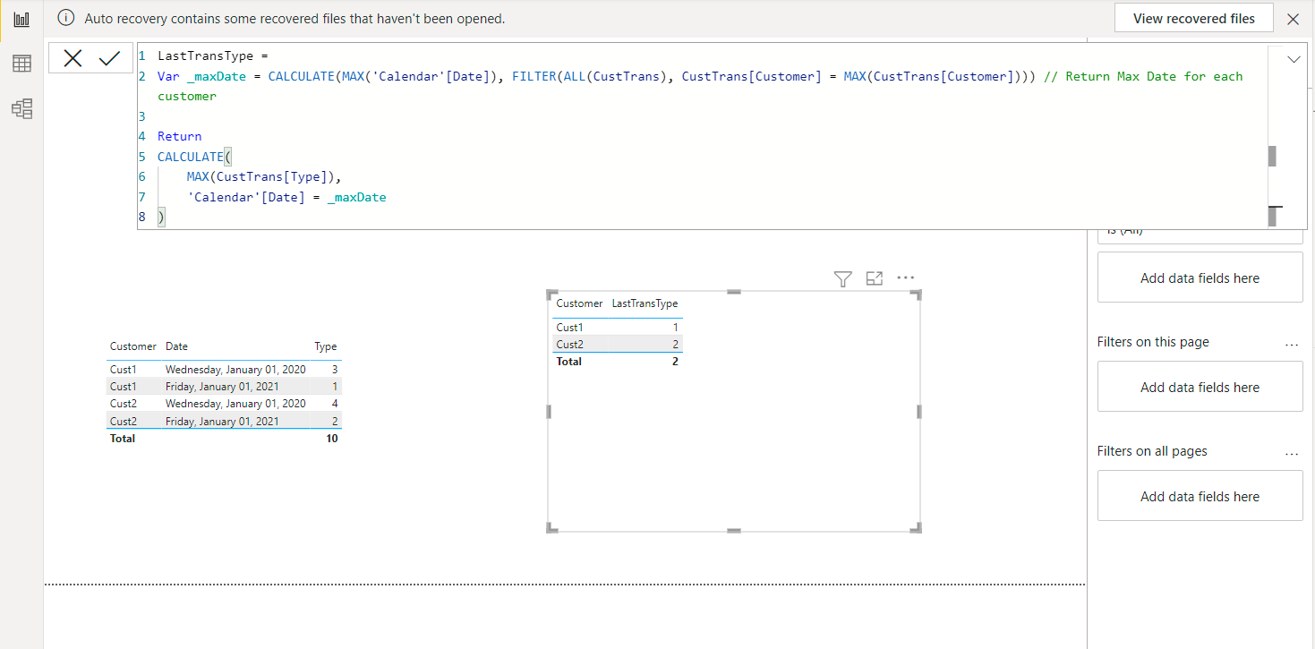 Solved: Getting a string value based on the max date of an ...