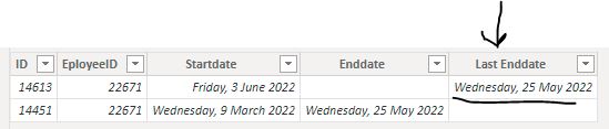 Adding the last date to a new row as a new column ... - Microsoft ...