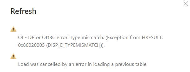 Error in Refresh - OLE DB and load cancellation - Microsoft Fabric ...