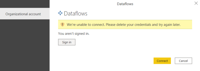 Solved: Unable to connect to dataflow - Microsoft Fabric Community