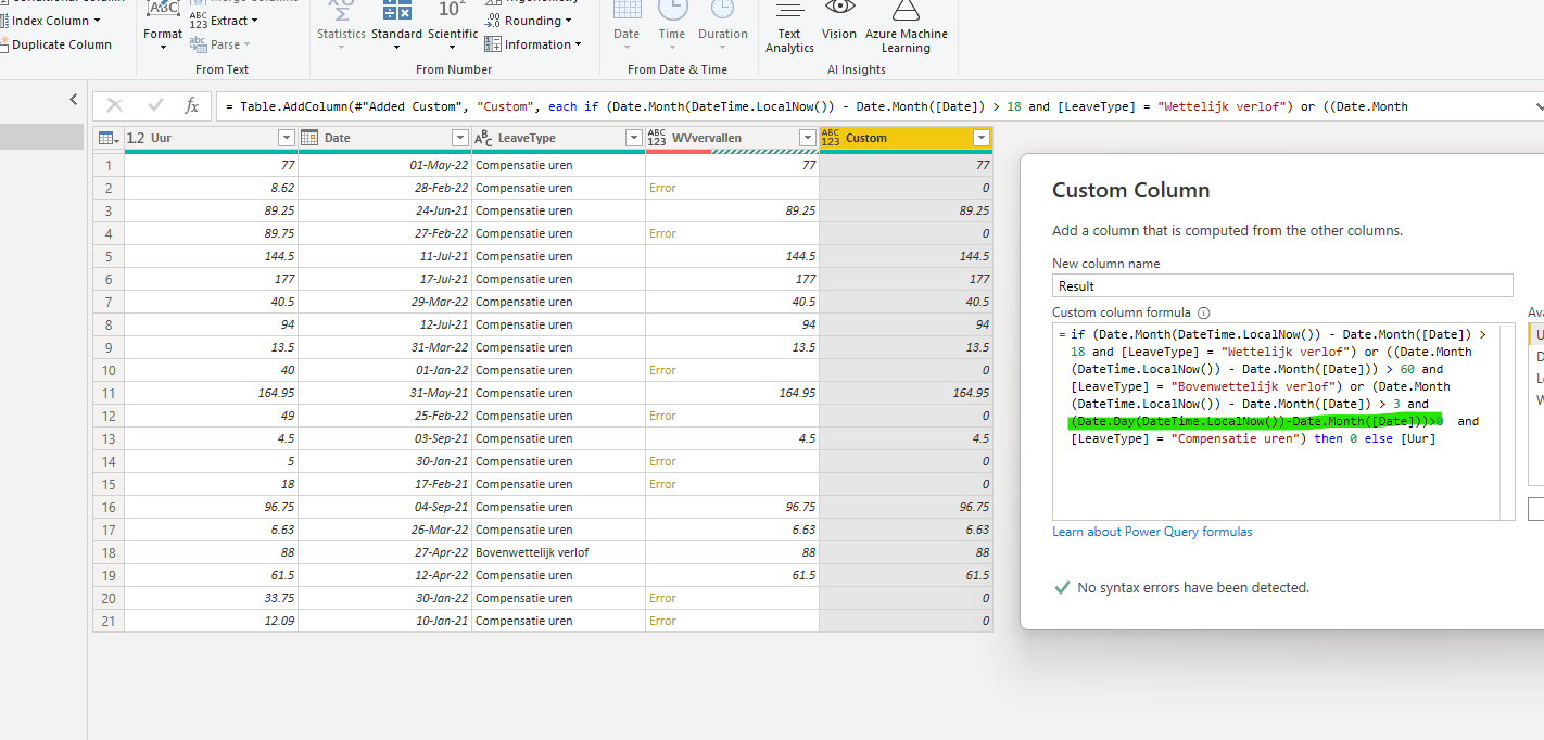Solved: Date month comparison column gives error - Microsoft Fabric ...