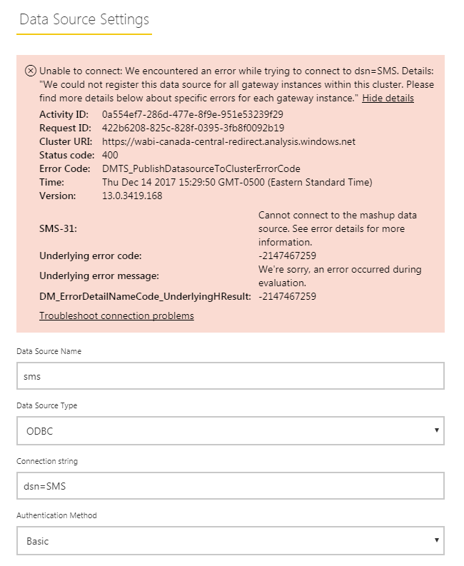 On Premiss Gateway ODBC error - Microsoft Fabric Community