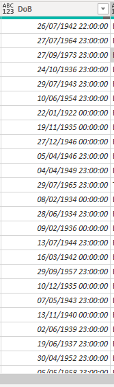 The "Date" field from SharePoint, after having been imported into PowerQuery