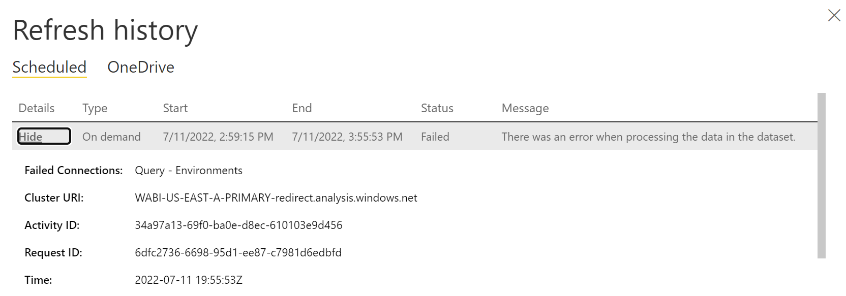 Excel Refresh Fails - Microsoft Fabric Community