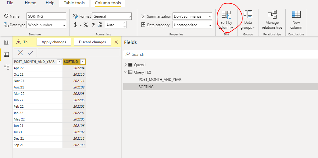 Sort by Column does not work - Microsoft Fabric Community
