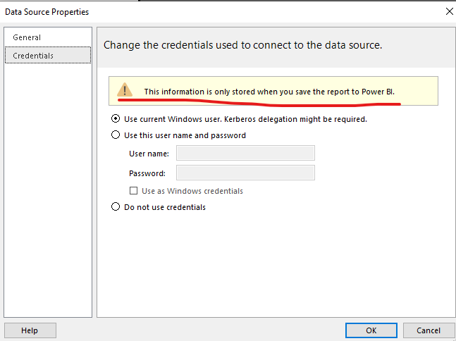 Solved: Power BI Report Builder 15 - data source credentia ...