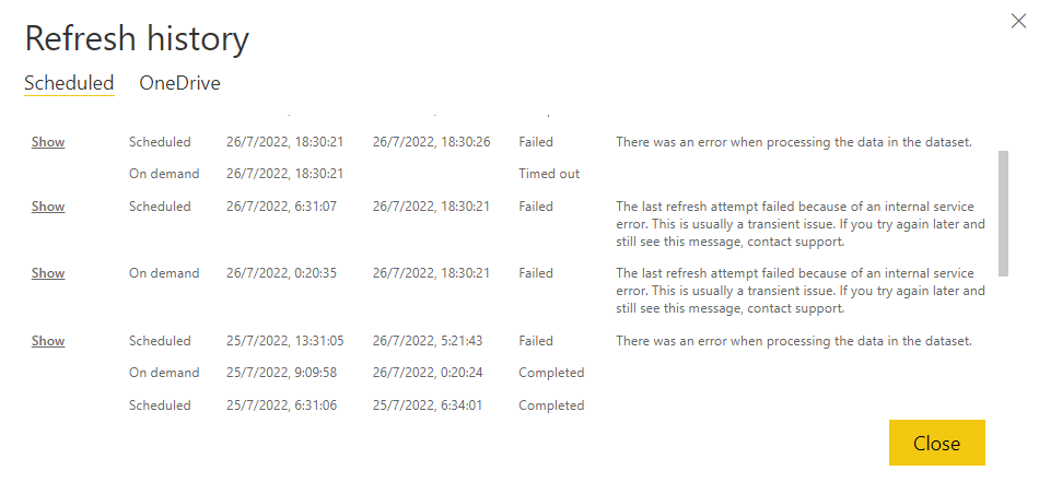 power bi service and desktop unable to refresh dat... - Microsoft ...