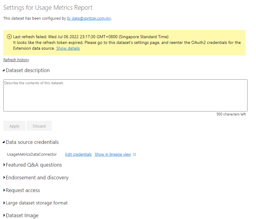 Expire Dataset of Usage Metrics Report in Power BI... - Microsoft ...
