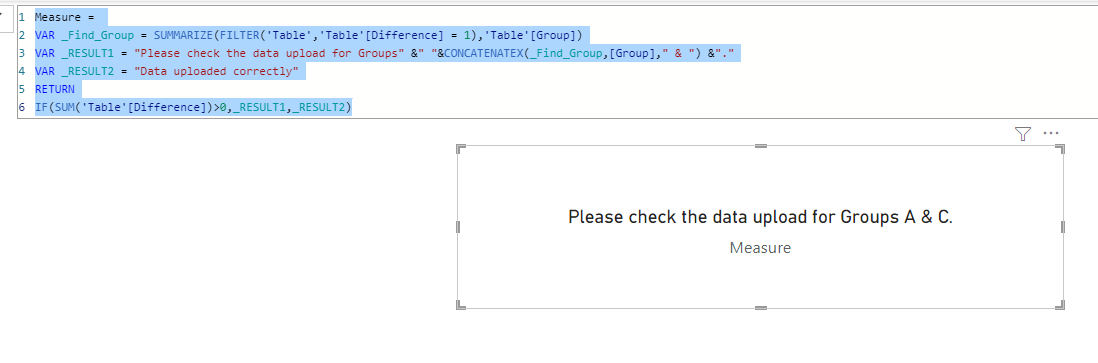 Solved: Create Dynamic Text to Alert User Based on Measure - Microsoft ...