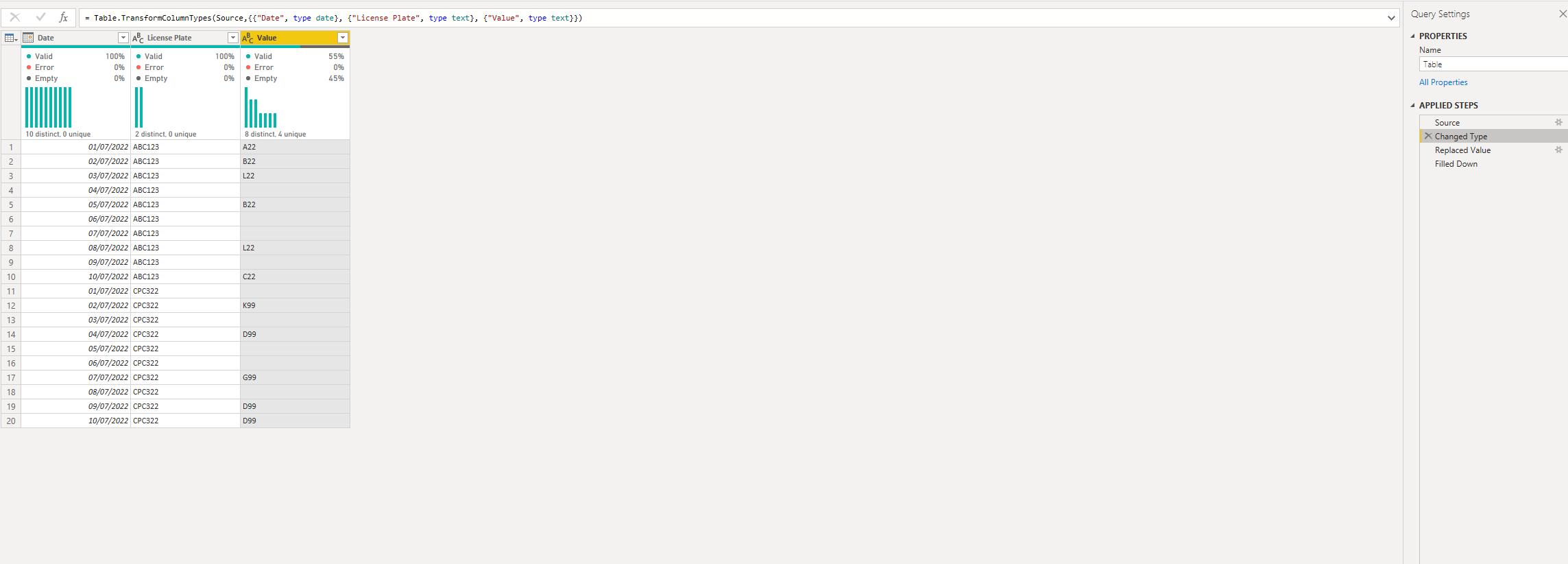 Fill blank values based in the next/last value - Microsoft Fabric Community