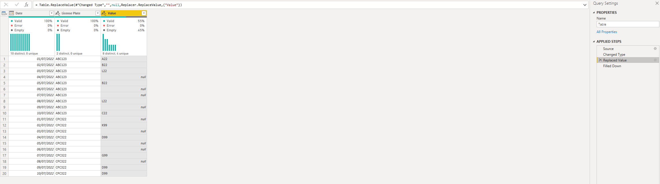 Fill blank values based in the next/last value - Microsoft Fabric Community