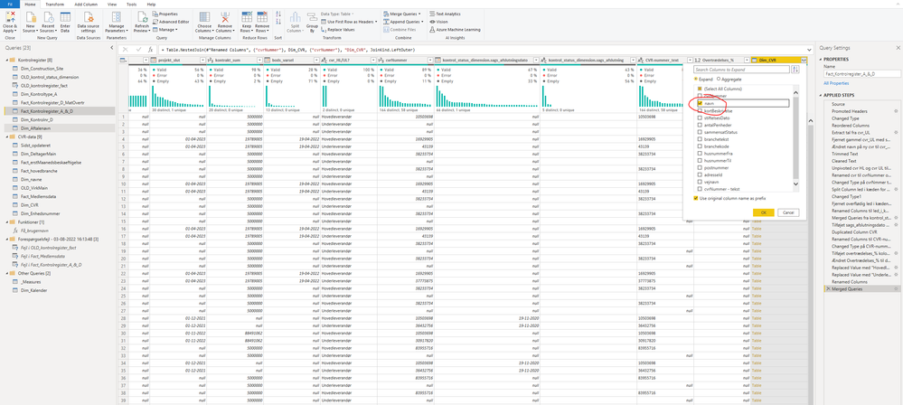 Here I expand the merged table