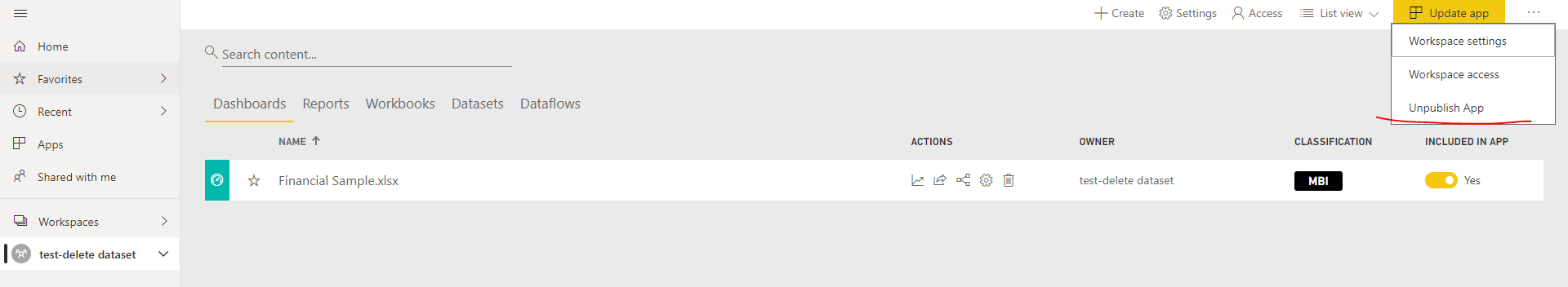 Unable to delete Dataset from Power BI online - Microsoft Fabric Community
