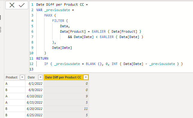 Solved: date difference per value - Microsoft Fabric Community