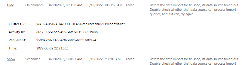 Power BI Scheduled refresh error - Microsoft Fabric Community