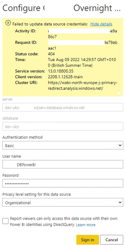 DataFlow issue when Taking Over (Failed to Update ... - Microsoft ...