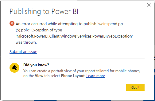 Failed to publish pbix file (over 1G) with azure d... - Microsoft ...