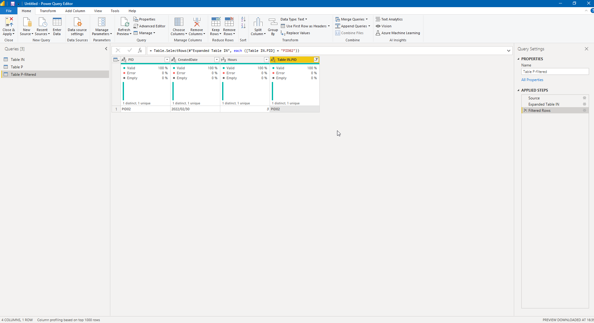 Solved: Created a filtered table based on the presence of ...