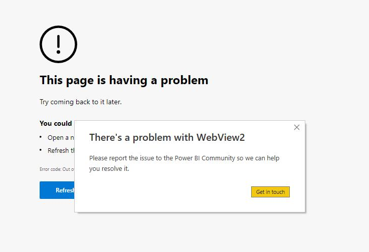 Webview2 Issue keeps crashing PBIX - Microsoft Fabric Community