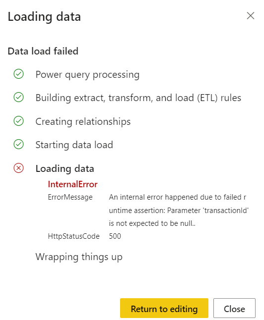 Datamart Internal error - Microsoft Fabric Community