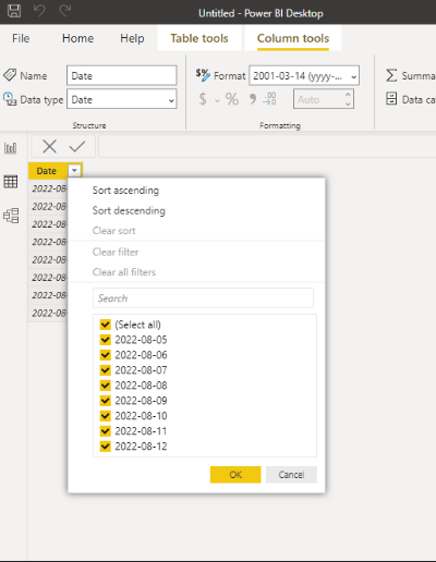 Data View: Filter Column Dropdown Function Equals ... - Microsoft ...