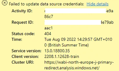 DataFlow issue when Taking Over (Failed to Update ... - Microsoft ...