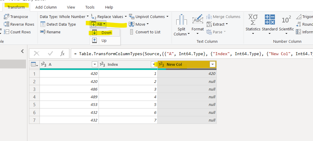 Solved: Fill rows in a column based on filter - Microsoft Fabric Community