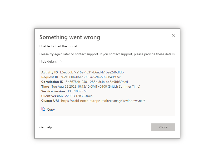 Unable to load model - Microsoft Fabric Community
