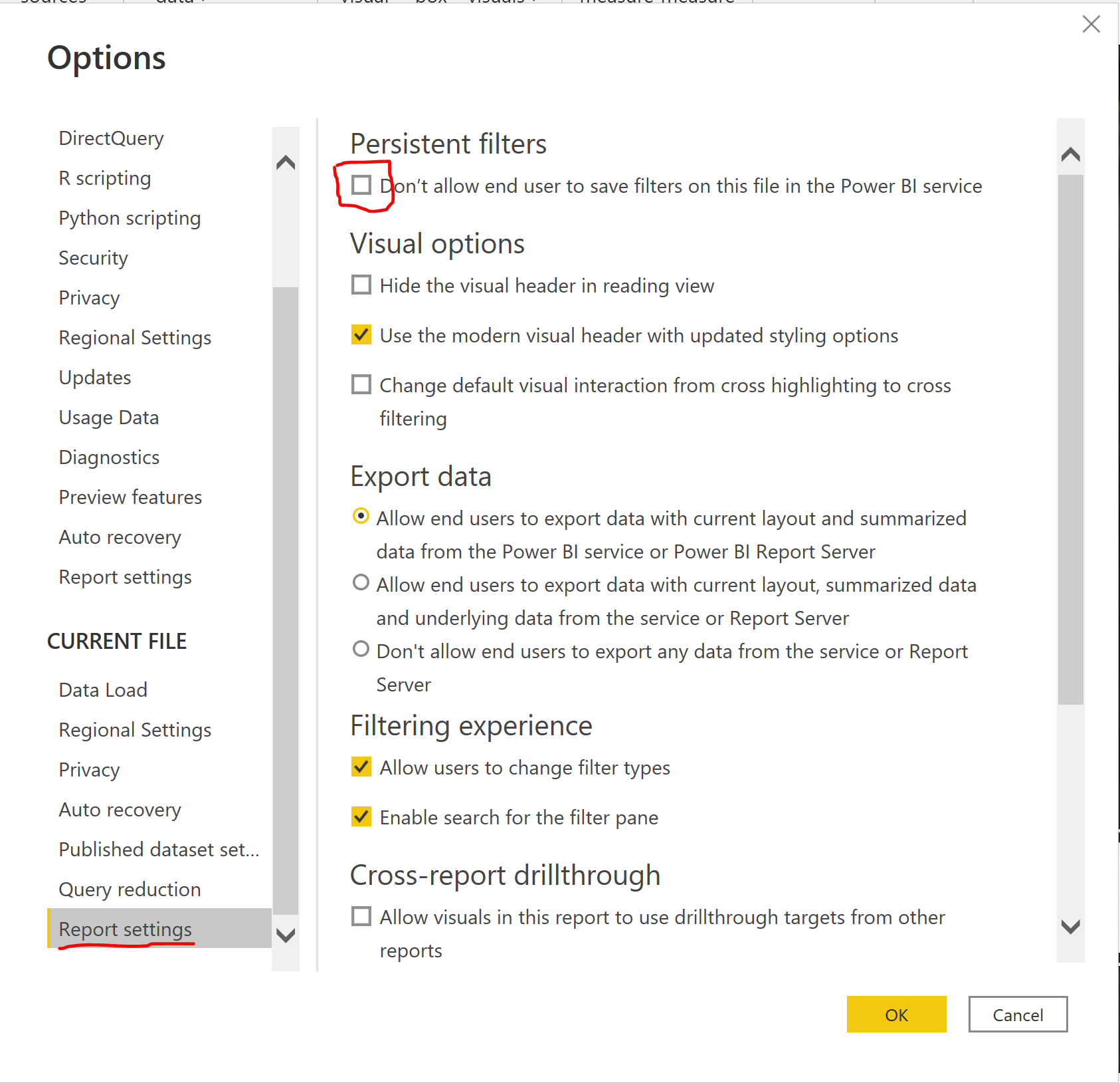 Export to PDF or PPT always takes default values - Microsoft Fabric ...