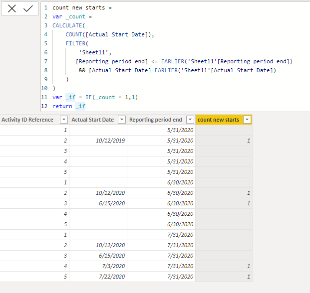 Solved: Count new dates only - Microsoft Fabric Community
