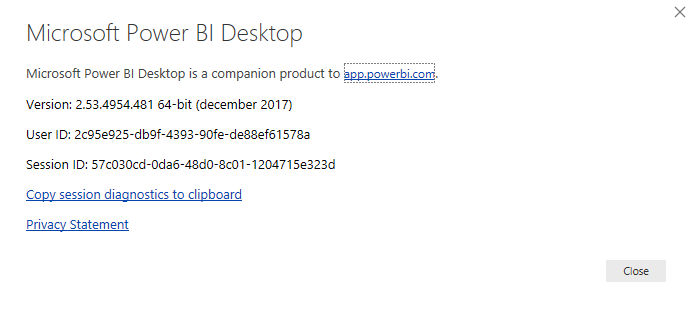 Power BI Desktop info