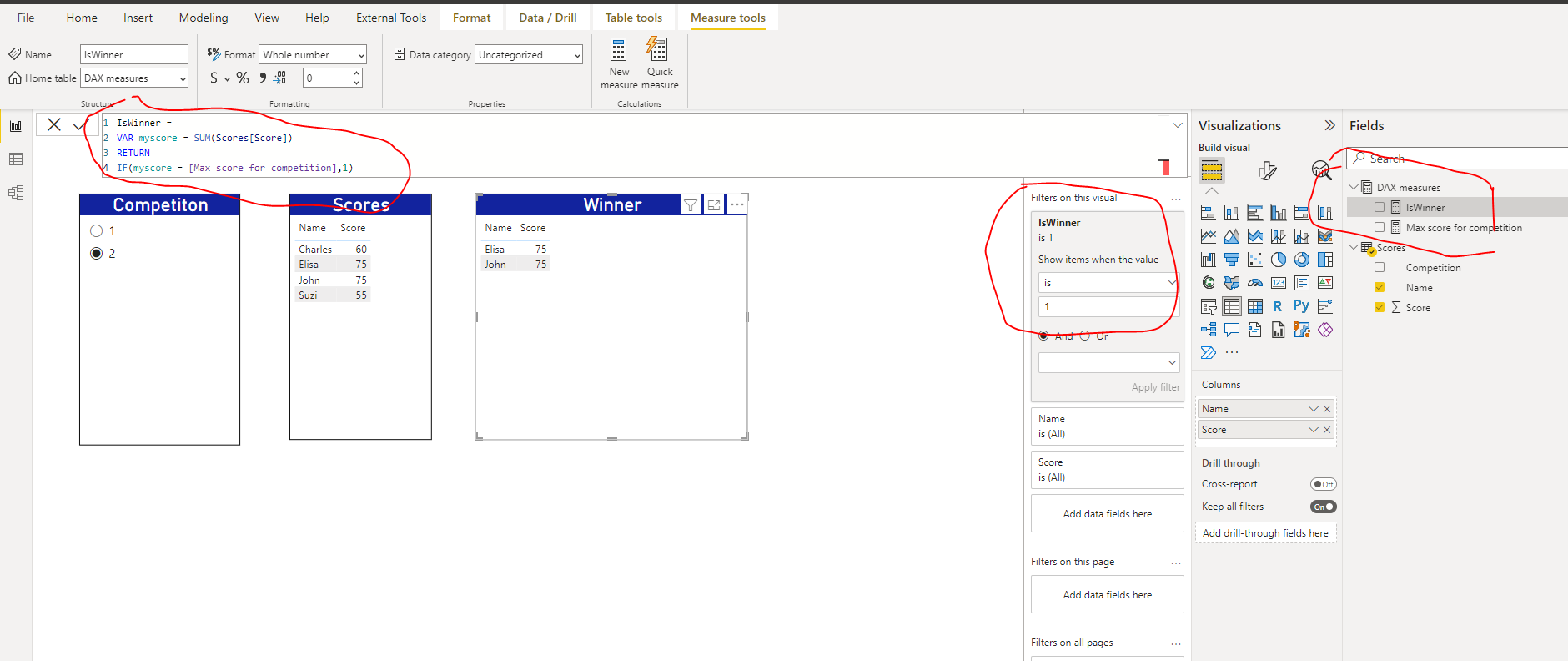 Solved: How to create Winner Tables based on Highest Score - Microsoft ...