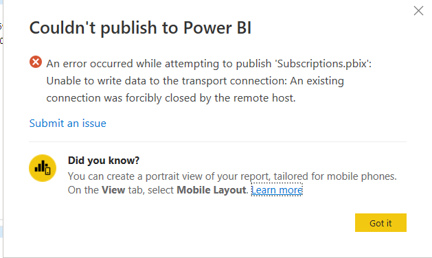 Solved: Publishing error - Microsoft Fabric Community