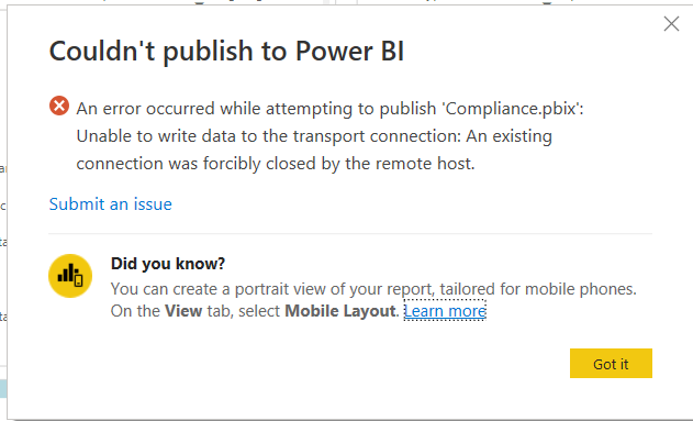 Solved: Publishing error - Microsoft Fabric Community