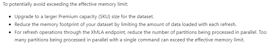 Memory error during refresh in small dataset for ... - Microsoft Fabric ...