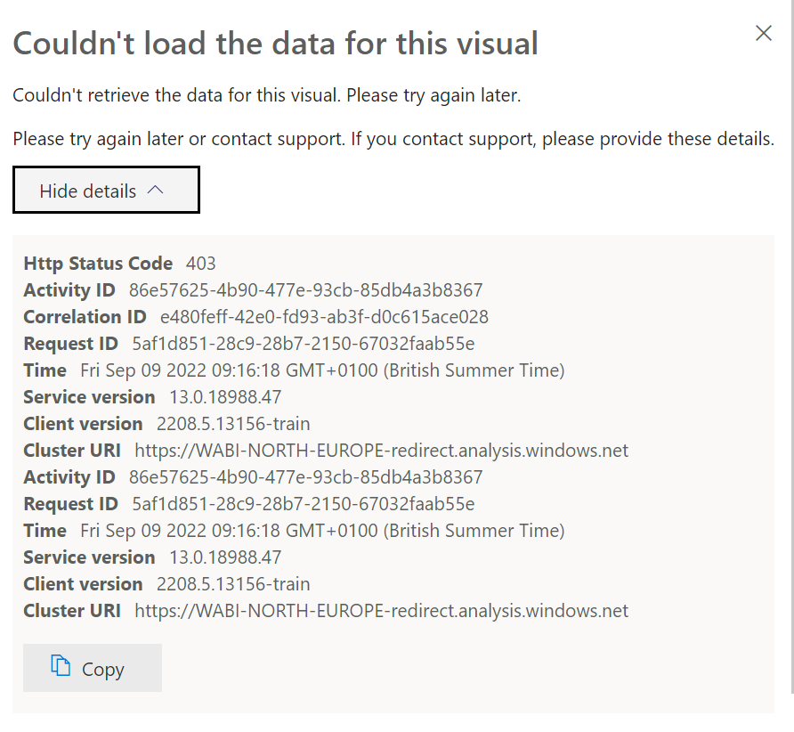 Couldn't load the data for this visual - Intermitt... - Microsoft ...